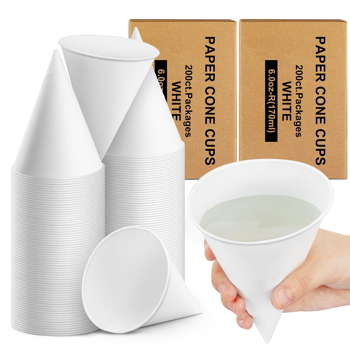Roshtia Paper Cone Water Cups for Water Cooler Dispenser, 4 oz
