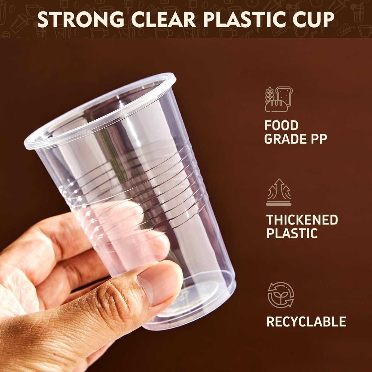 YEEHAW 9 oz Plastic Cups, 500 Pack - Clear Disposable Drinking Water Cups for Cold Beverages, Clear Plastic Cups for Drinking, Ideal for Party
