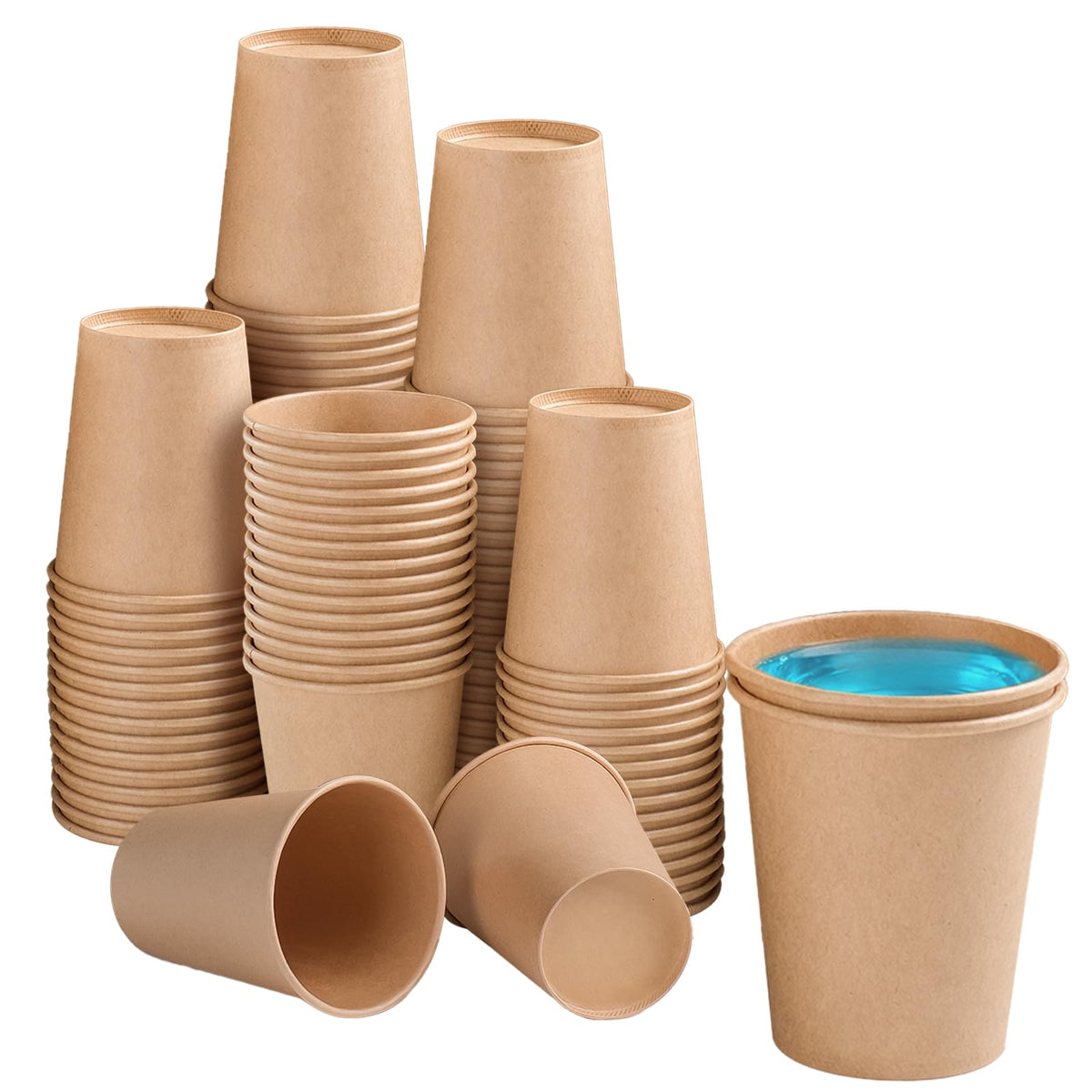 BYSNOW 200 Pack 10 oz Kraft Paper Cups, Disposable Coffee Hot Water Cups