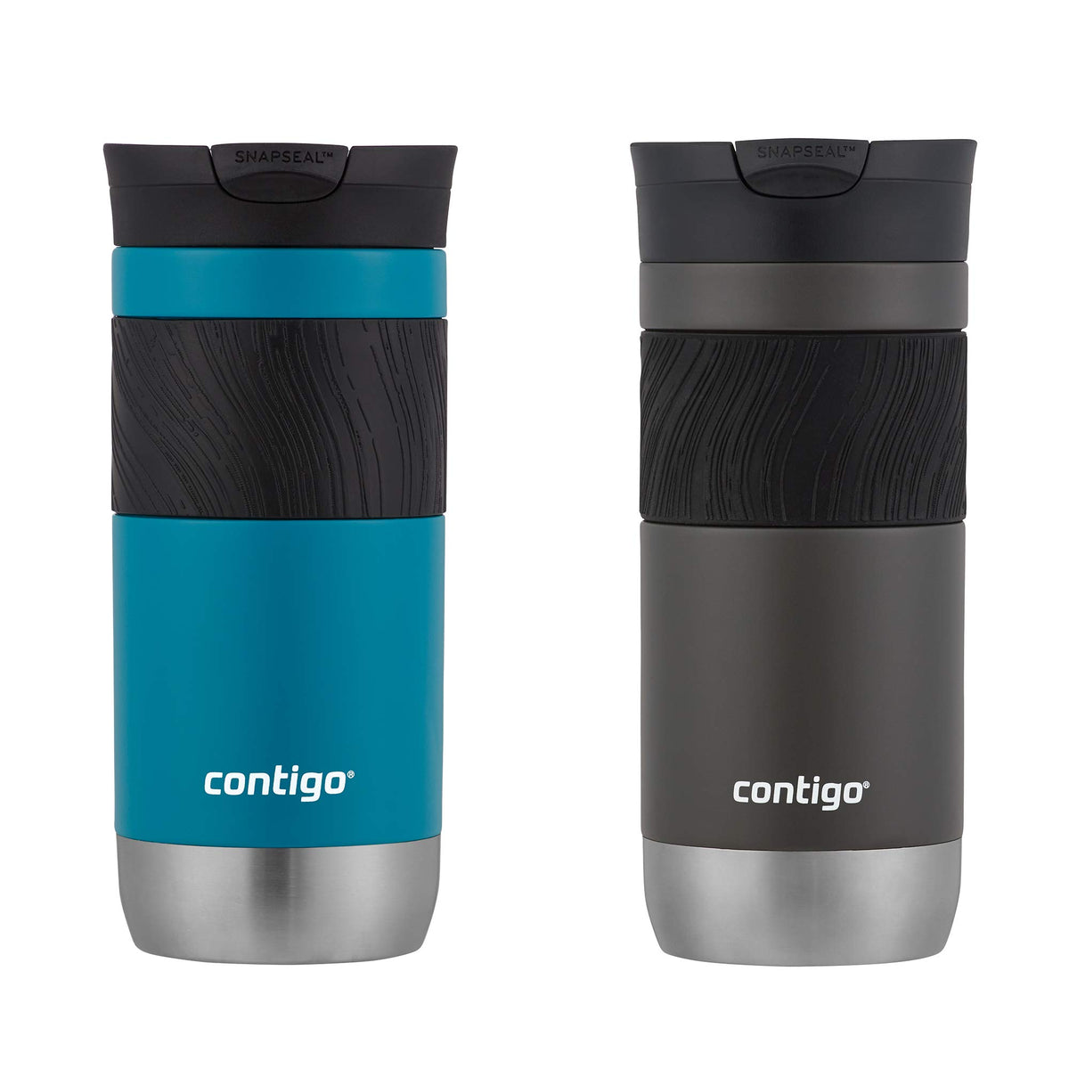 Contigo Byron Vacuum-Insulated Stainless Steel Travel Mug with Leak-Proof Lid, Reusable Coffee Cup or Water Bottle, BPA-Free, 20oz 2-Pack in Sake & Blue Corn Perfect for Hot and Cold Beverages