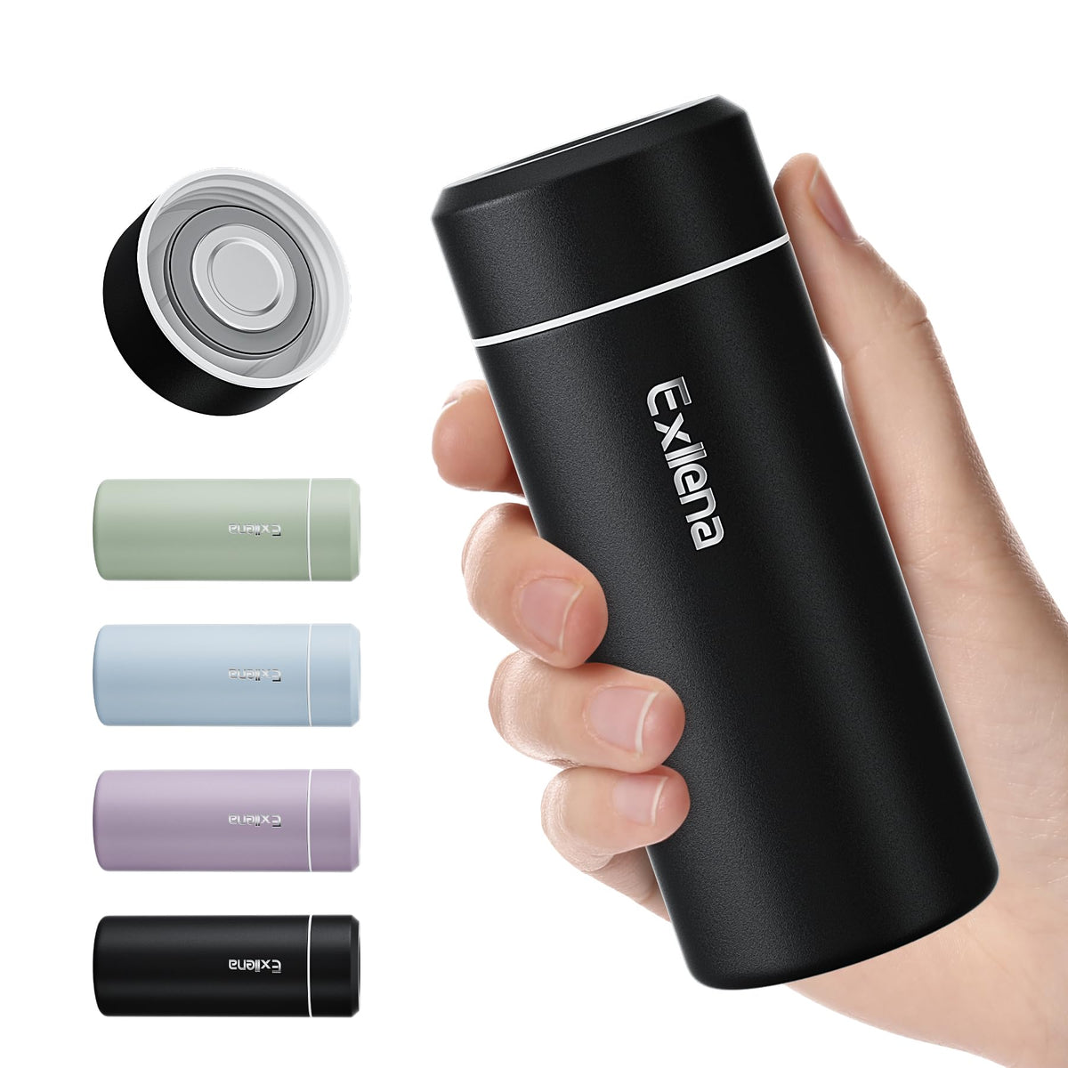 【Upgraded】Exllena Small Insulated Water Bottle 8 oz/250ml– Mini Insulated Water Bottle for Hot & Cold Drinks, Perfect Small Flask for Travel, Purse...(Lake Blue)