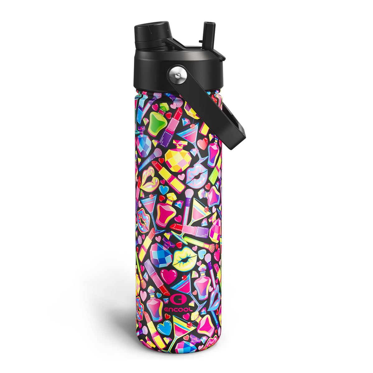 ENCOOL Insulated Water Bottle with Straw Stainless Steel Water Bottle, Leak-Proof, BPA-Free, Double Wall Vacuum Keeps Cold for 24 Hours for Sports, Travel, School (26 oz, Black Night)