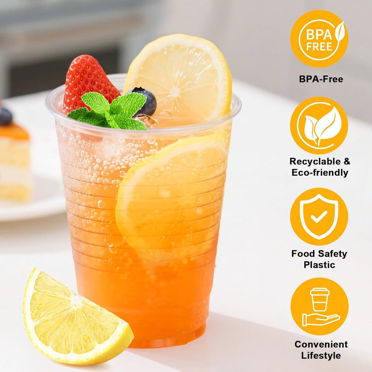BYSNOW 500 Pack 7 oz Clear Plastic Cups, Disposable Plastic Water Cups