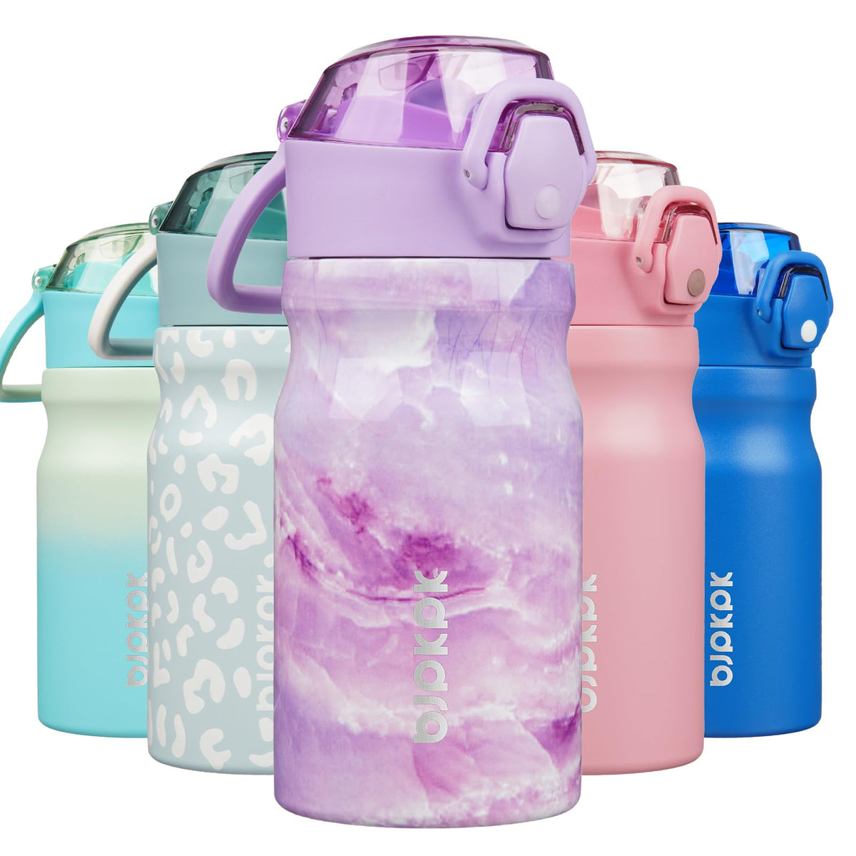 BJPKPK 18 oz Water Bottle with Straw & Handle, Insulated Stainless Flask