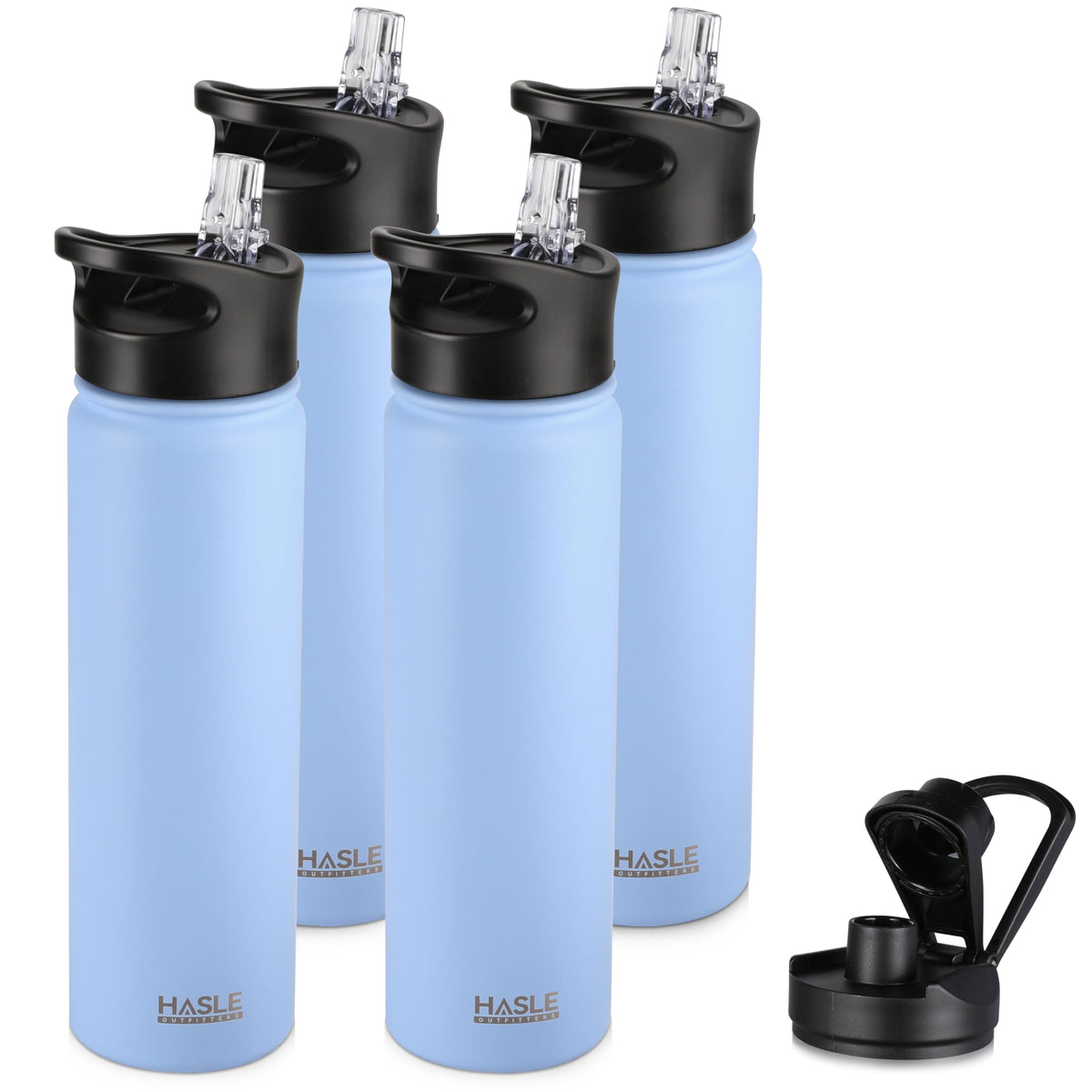 HASLE OUTFITTERS 32 oz Insulated Water Bottle Stainless Steel Double Walled Vacuum Sports Water Bottle with 2 Lids (Straw and Spout Lid) for Gym Camping Hiking(Black,1)