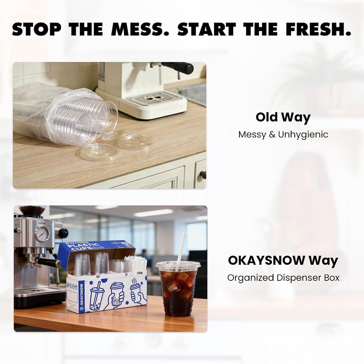 16 Oz 100 Pack Dispoable Cups with Lids and Straws