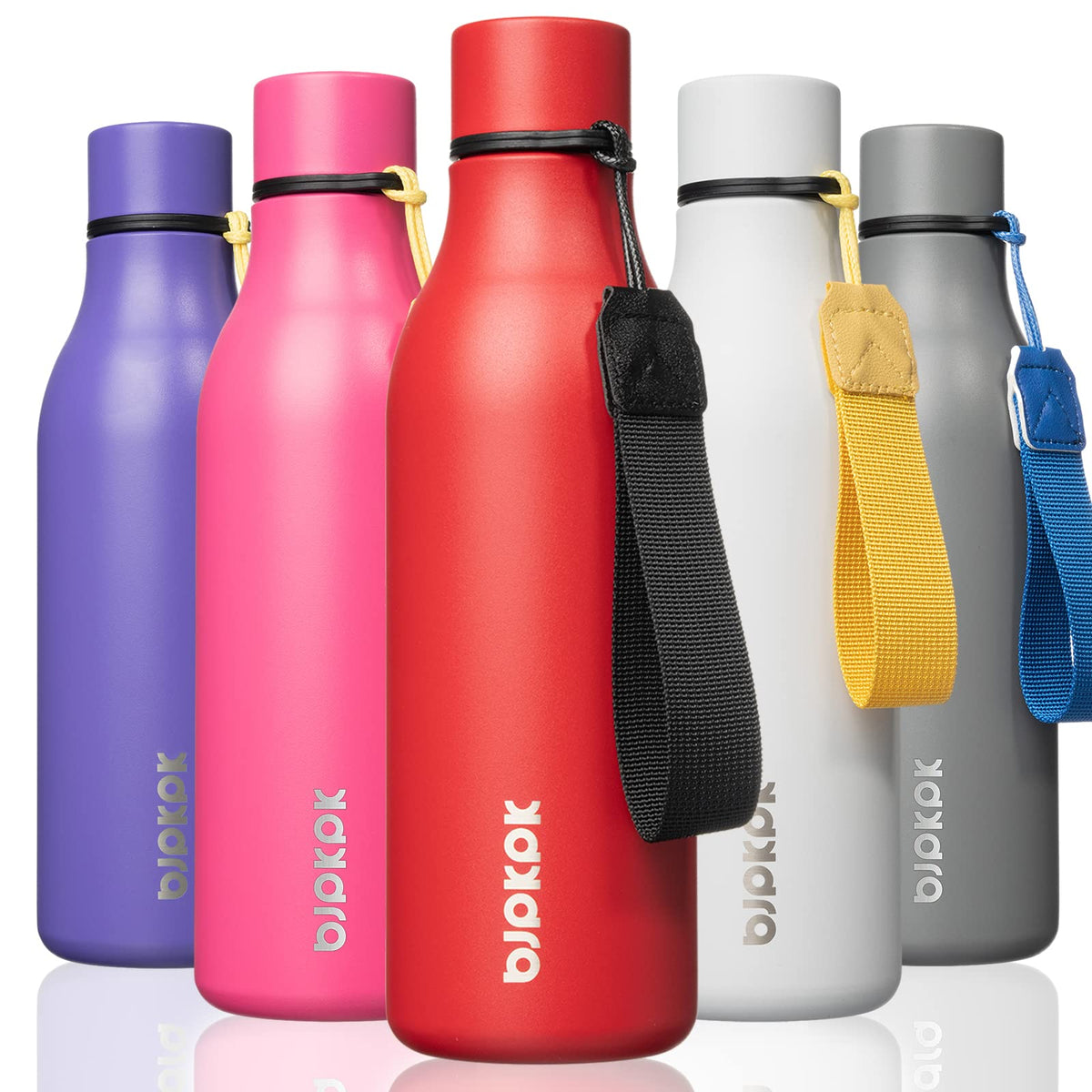 BJPKPK 18oz Insulated Water Bottle, Stainless Steel Bottle with Carry Strap
