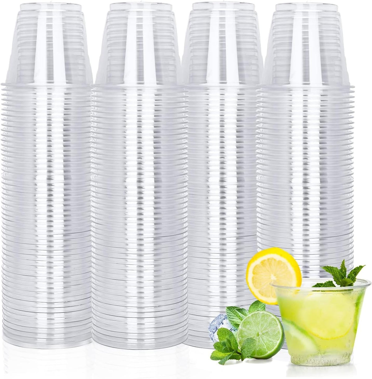 TashiBox 100 Count - 16 Ounce Plastic Cups, Ice Coffee Cups To Go - Crystal Clear PET Party Cups