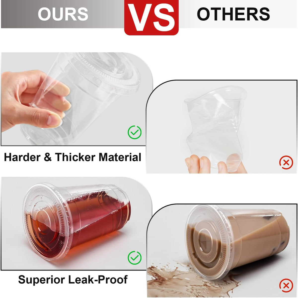 100 Pack 20 oz Plastic Cups, Clear Disposable Iced Coffee Cups