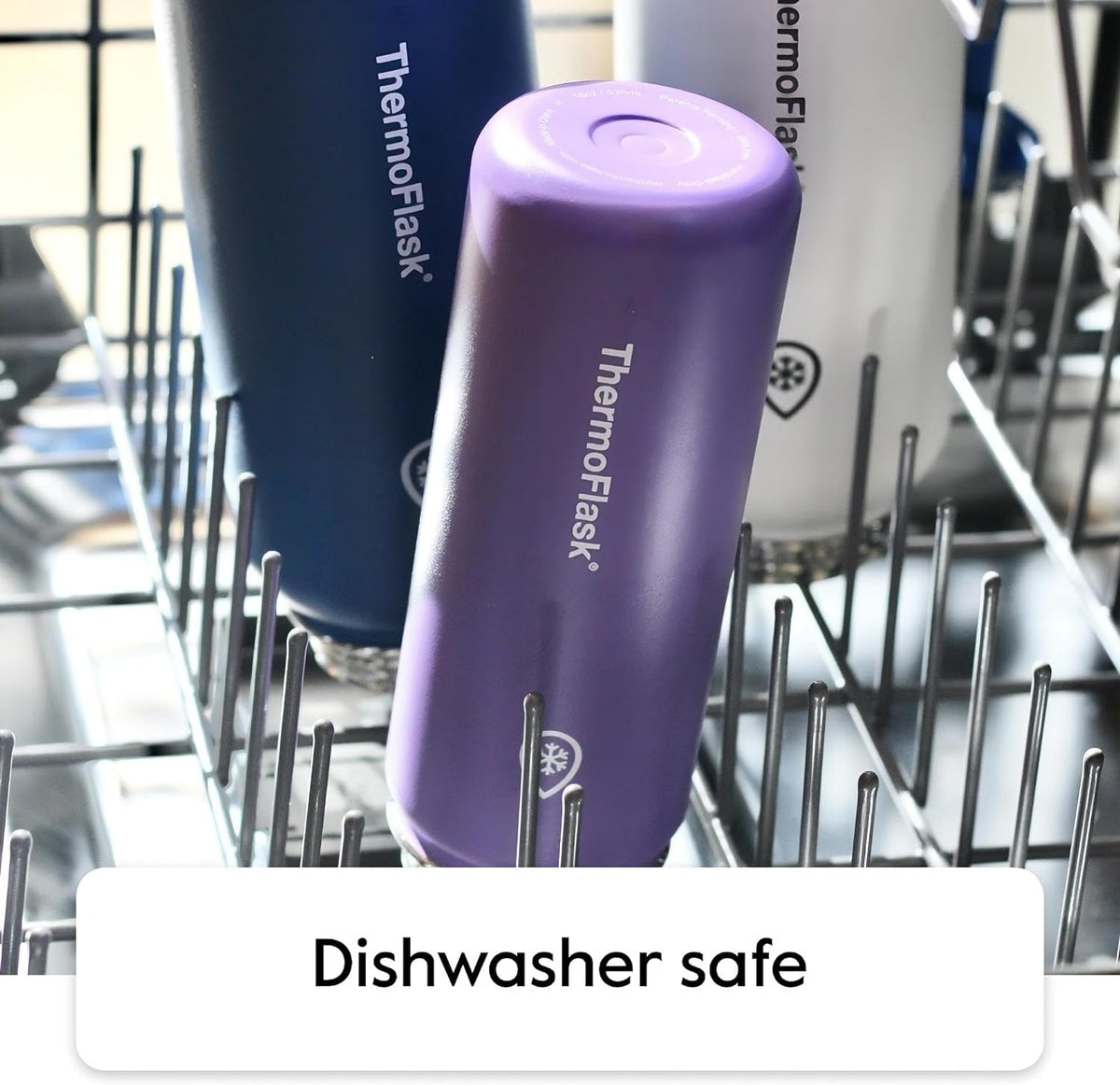 ThermoFlask 24 oz Double Wall Vacuum Insulated Stainless Steel Water Bottle - Reusable with Leakproof Chug & Straw Lids - Keeps Drinks Cold 24 hr/Hot 12 hr - Easy Maintenance - Gym/On-the-Go, Plum