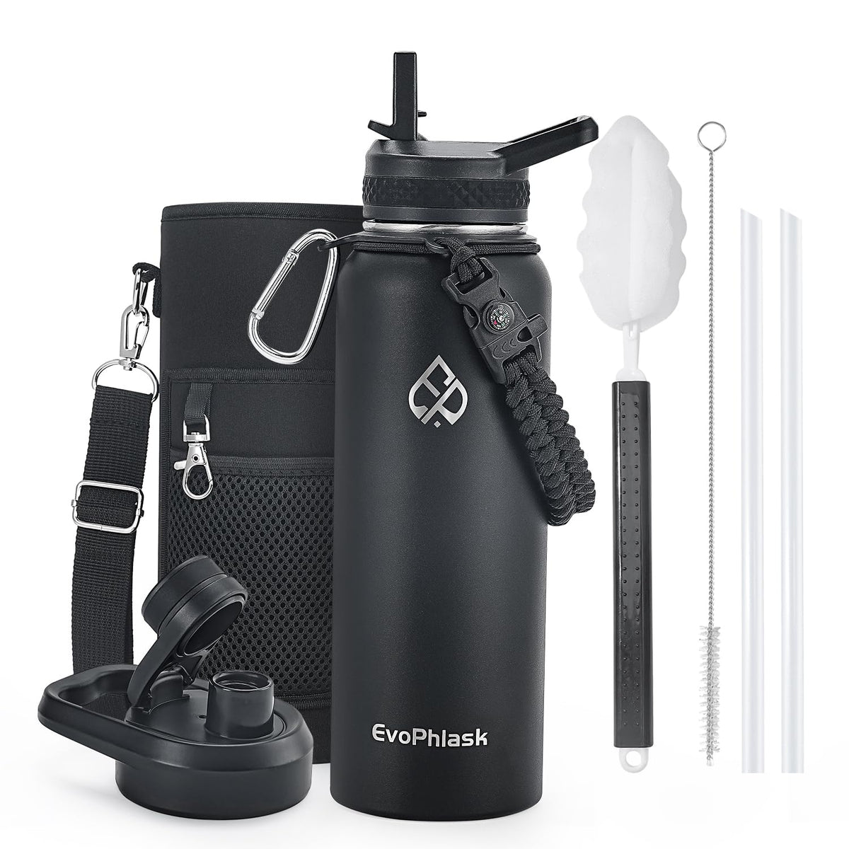 64 oz Insulated Water Bottle with Carrier Bag, Indigo Black