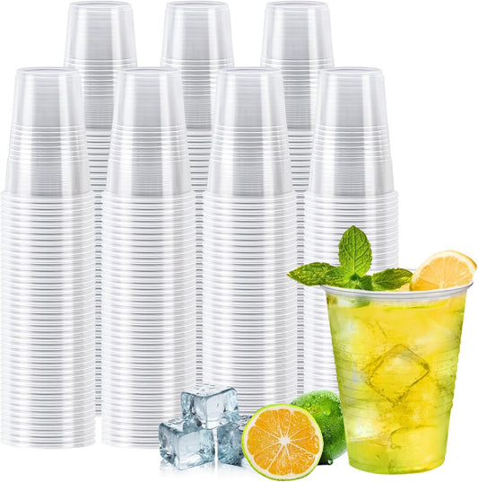 600 Pack 7 oz Plastic Cups, Rimmed Disposable Cold Cups