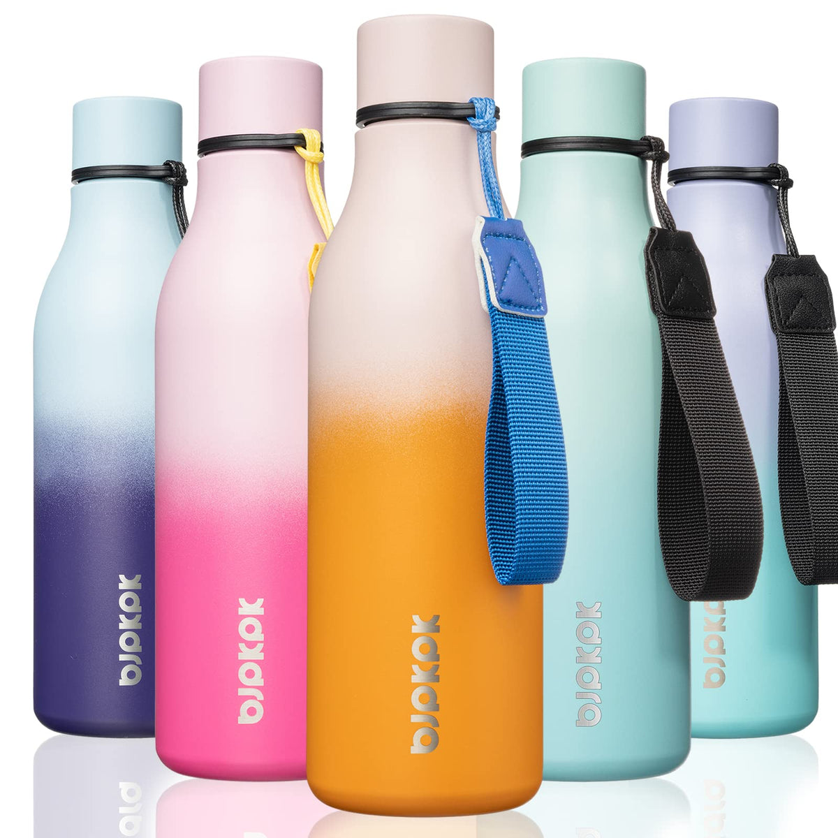 BJPKPK 18oz Insulated Water Bottle, Stainless Steel Bottle with Carry Strap