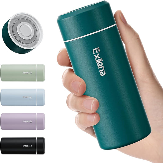 【Upgraded】Exllena Small Insulated Water Bottle 8 oz/250ml– Mini Insulated Water Bottle for Hot & Cold Drinks, Perfect Small Flask for Travel, Purse...(Lake Blue)