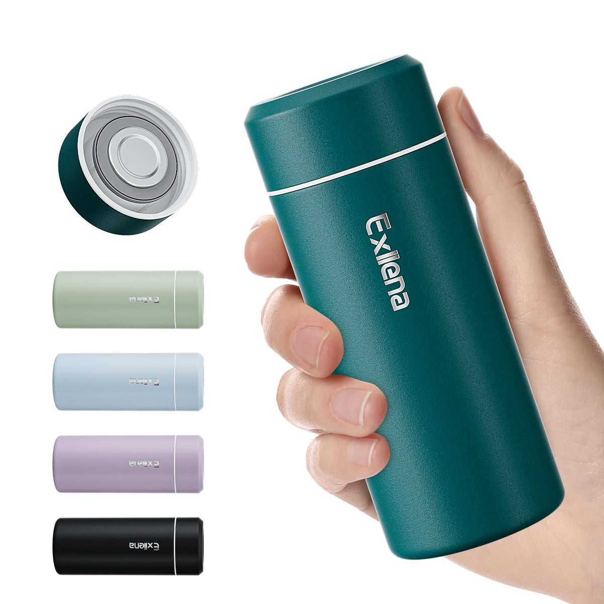 【Upgraded】Exllena Small Insulated Water Bottle 8 oz/250ml– Mini Insulated Water Bottle for Hot & Cold Drinks, Perfect Small Flask for Travel, Purse...(Lake Blue)