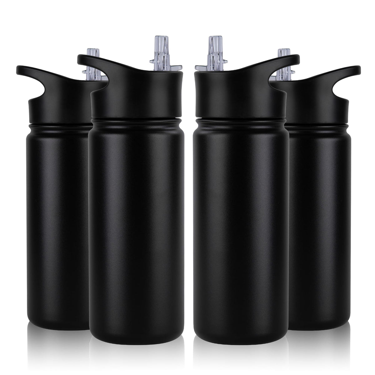 40 oz Insulated Water Bottle with Straw, Stainless Steel Sports Water Bottles with 2 Lids (Straw and Wide Mouth lid), Double Wall Vacuum, Leakproof, BPA-Free, Black