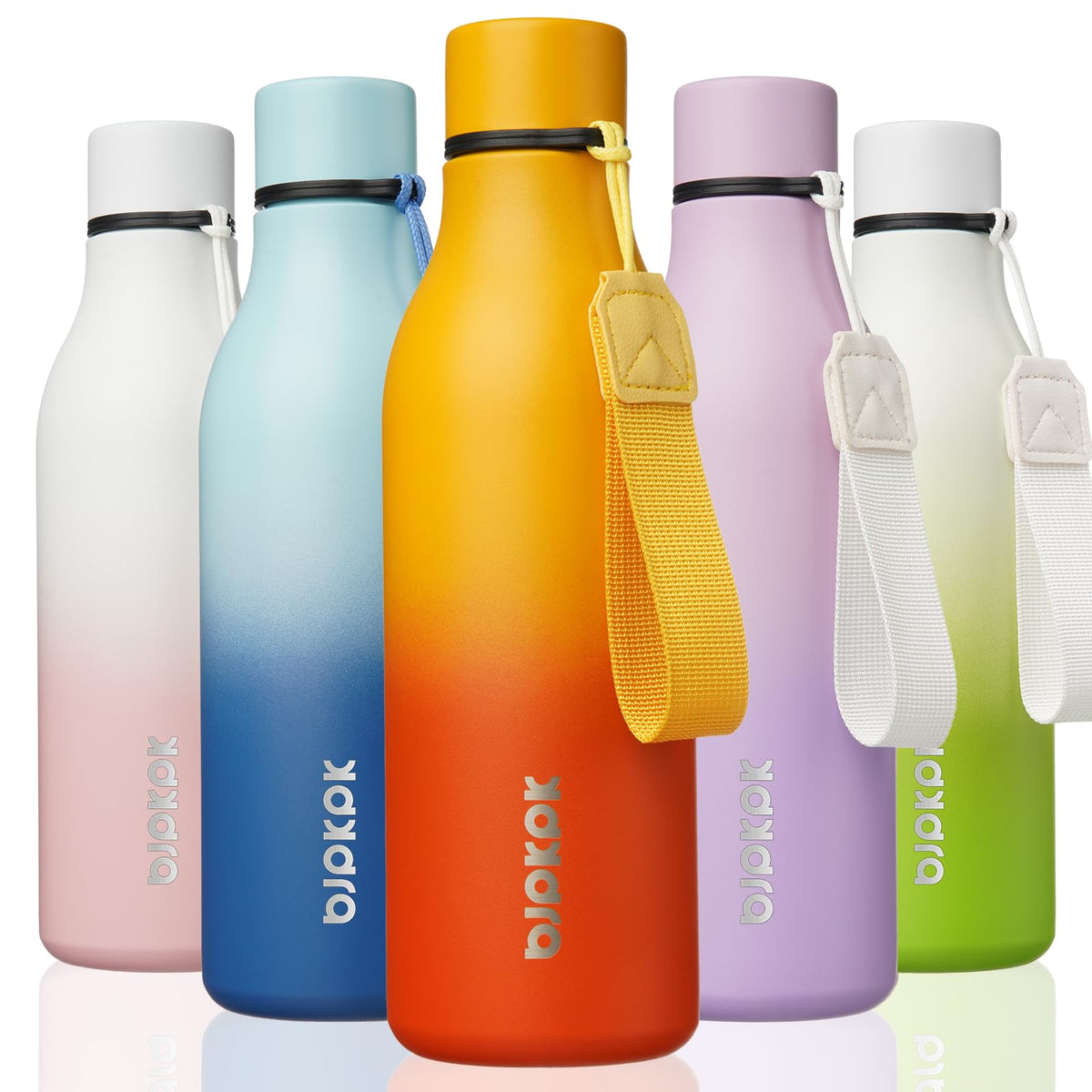 BJPKPK 18oz Insulated Water Bottle, Stainless Steel Bottle with Carry Strap