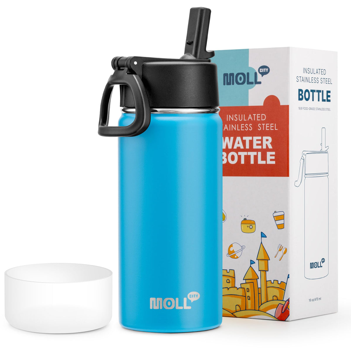 Stainless Steel Water Bottle 16 oz, Grass Green