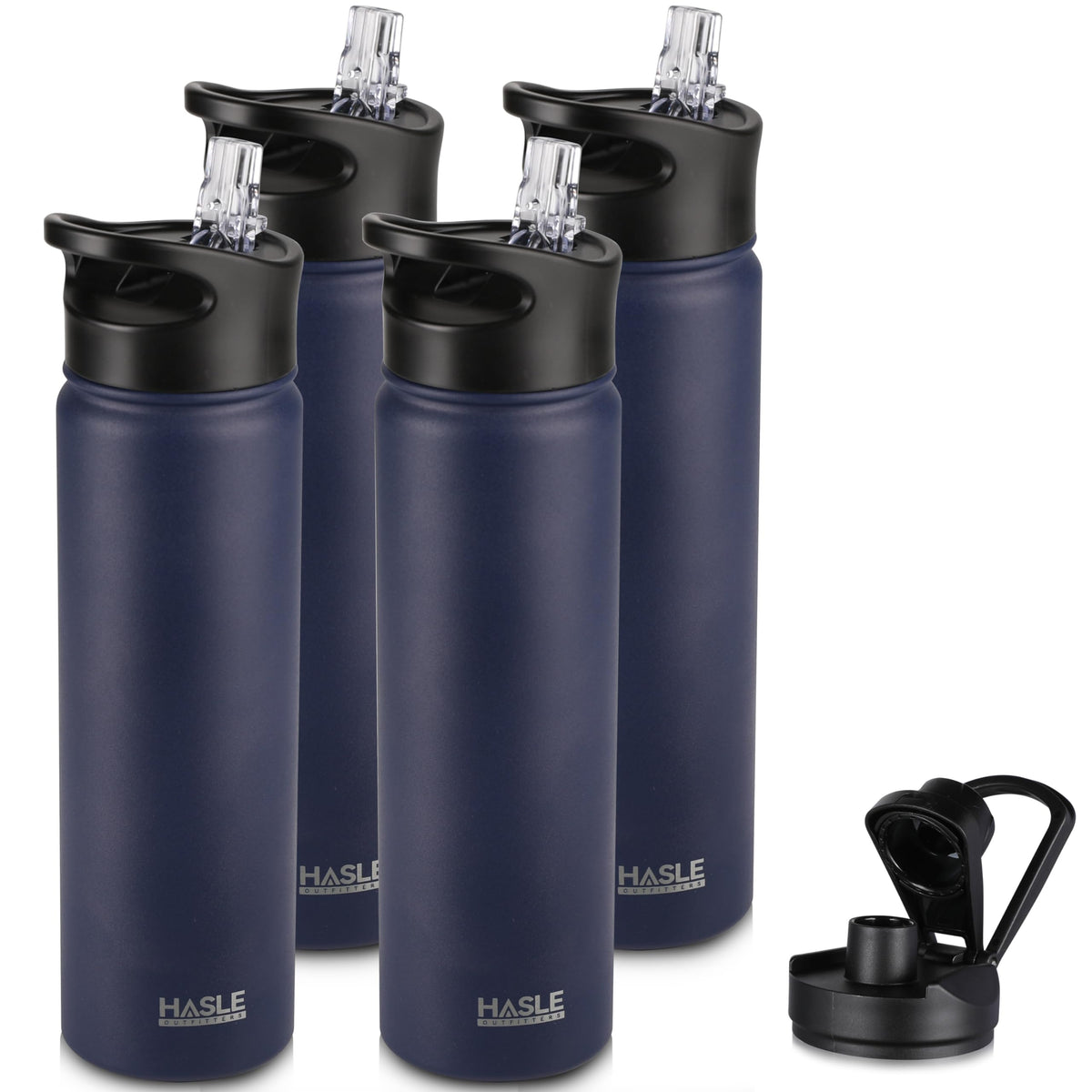 HASLE OUTFITTERS 32 oz Insulated Water Bottle Stainless Steel Double Walled Vacuum Sports Water Bottle with 2 Lids (Straw and Spout Lid) for Gym Camping Hiking(Black,1)