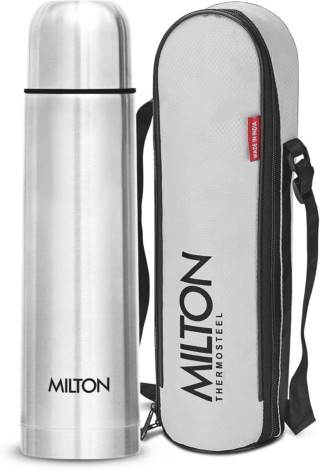 Milton Flask 16 oz Insulated Water Bottle with Cover, Flip Lid, Thermosteel