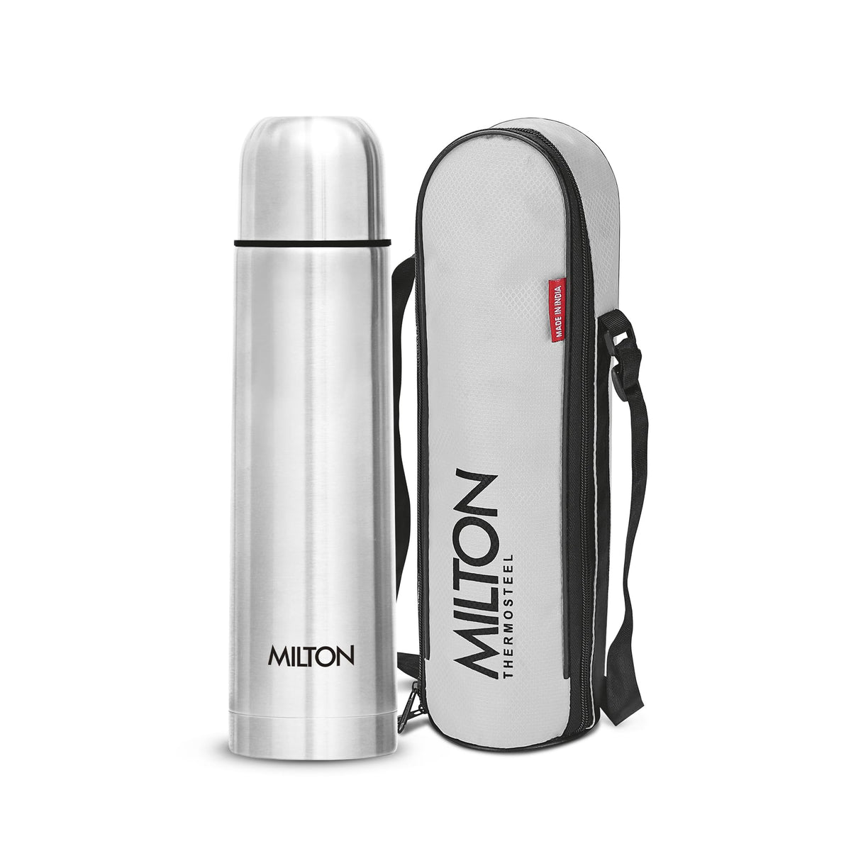 Milton Flask 16 oz Insulated Water Bottle with Cover, Flip Lid, Thermosteel