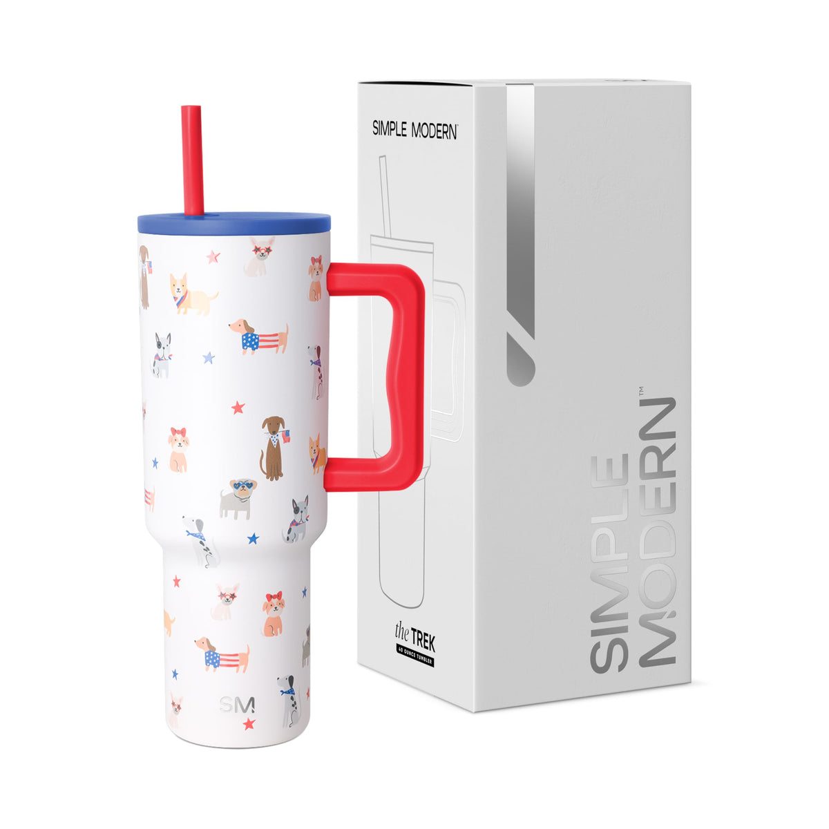 Simple Modern 40 oz Trek Tumbler with Handle and Straw Lid | Cup Holder Friendly Insulated Stainless Steel Travel Mug | Almond Birch