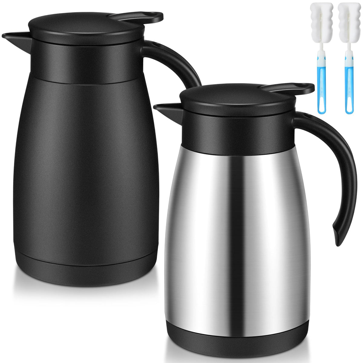 Norme 2 Pcs Thermal Coffee Carafe Creamer, Silver, 68 oz