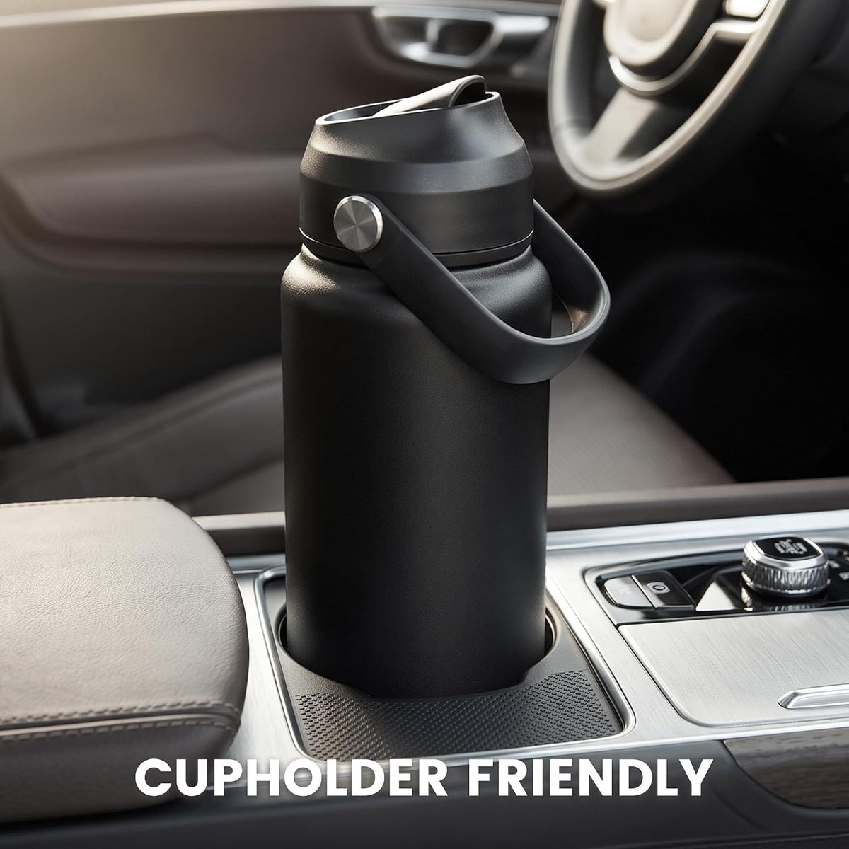 Fijinhom 18oz Insulated Stainless Steel Water Bottle, Wide Mouth Double Wall Vacuum, Silicone Straw, Sweat & Leak Proof, BPA Free Insulated Water Flask for Travel, Keep Cold 24h Hot 12h, Black