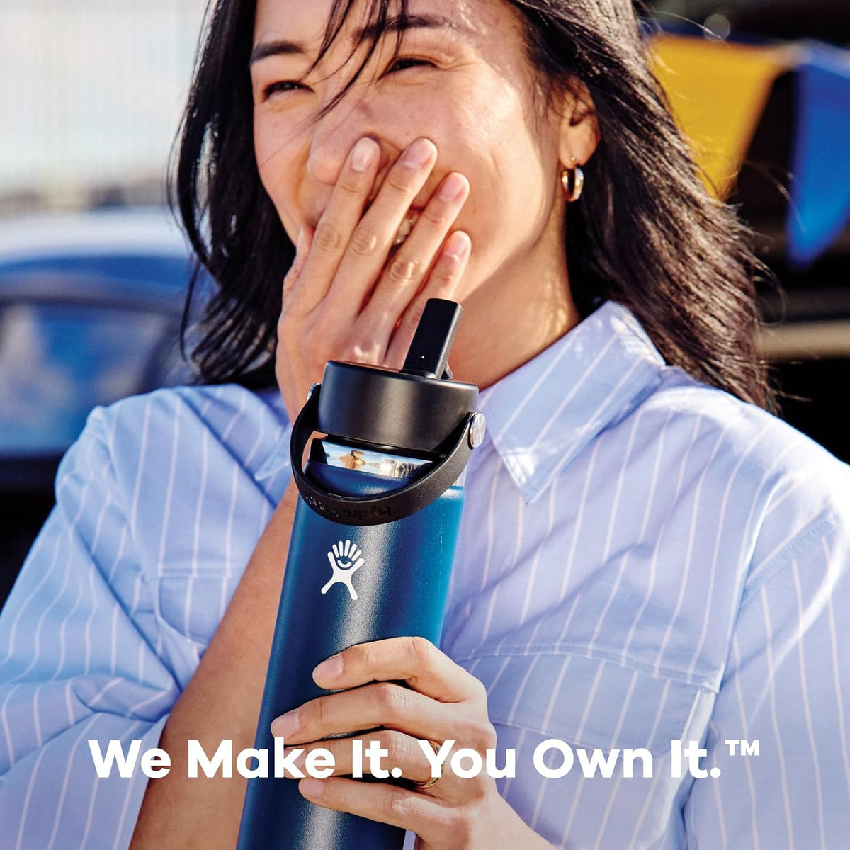 Hydro Flask Water Bottle - Insulated Stainless Steel - Wide Straw Lid, Non Spill, Leakproof in 24 Oz Ivory