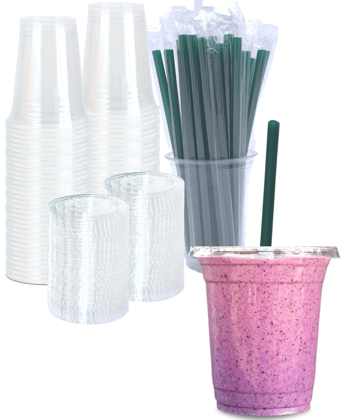 Cappatua 20 oz Clear Plastic Cups with Lids and STRAWS, Disposable Drinking Cups for Cold Drinks, Iced Coffee, Milkshakes, Smoothies, 25 Sets