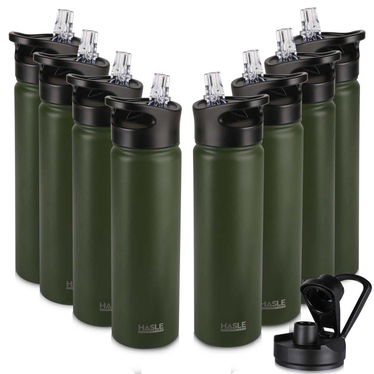 HASLE OUTFITTERS 32 oz Insulated Water Bottle Stainless Steel Double Walled Vacuum Sports Water Bottle with 2 Lids (Straw and Spout Lid) for Gym Camping Hiking(Black,1)