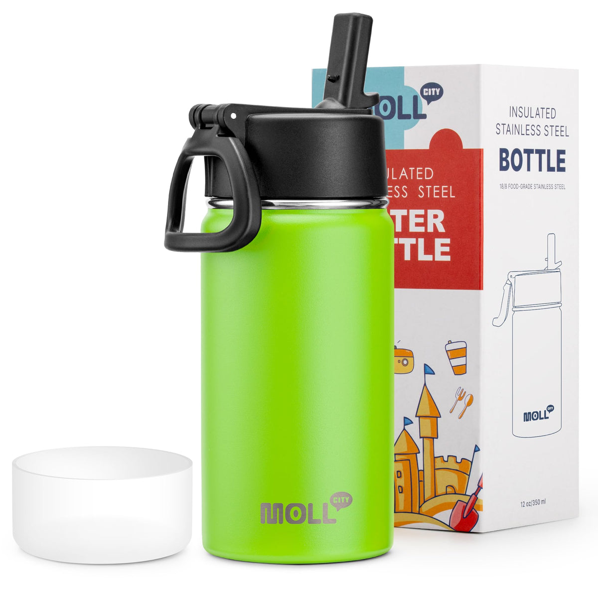 Stainless Steel Water Bottle 16 oz, Grass Green