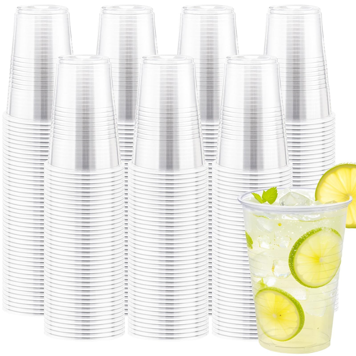 Lamosi 300 Pack 12 oz Clear Plastic Cups, Disposable Cold Drinking Cups