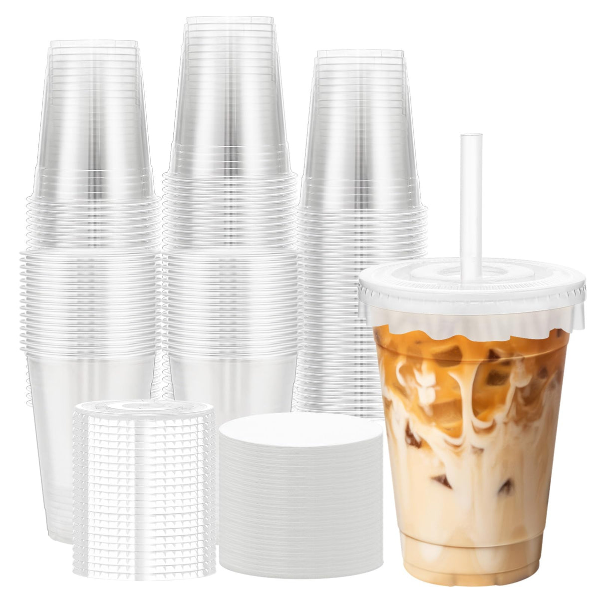 100 Pack 20 oz Plastic Cups, Clear Disposable Iced Coffee Cups