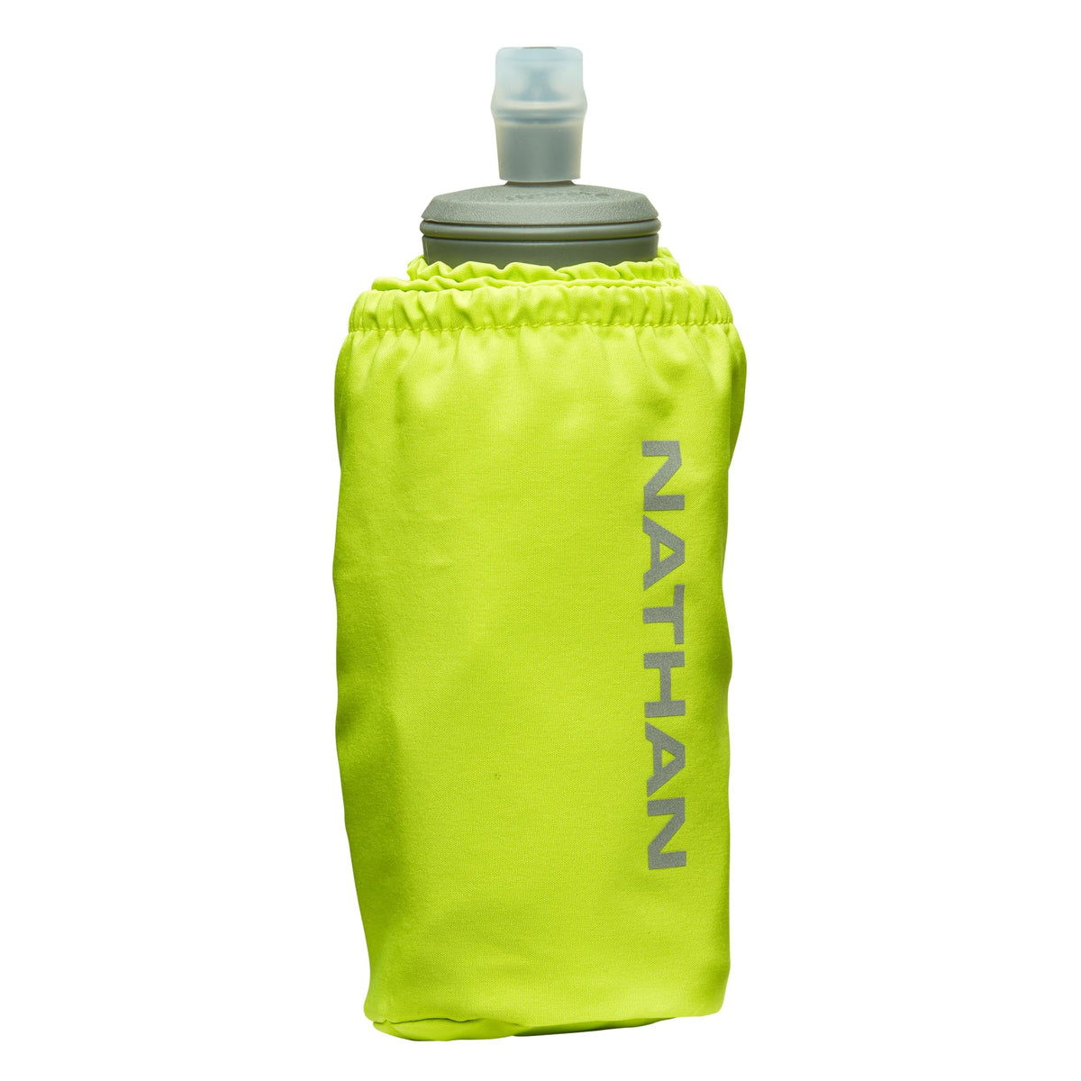 Nathan Handheld Soft Flask 18oz - Exo-Draw Insulated Collapsible Bottle - Grip-Free Strap & Rigid ExoSpine for Comfort/Support - Breathable Mesh Strap - Ideal Running/Hiking, Pinnacle, Black