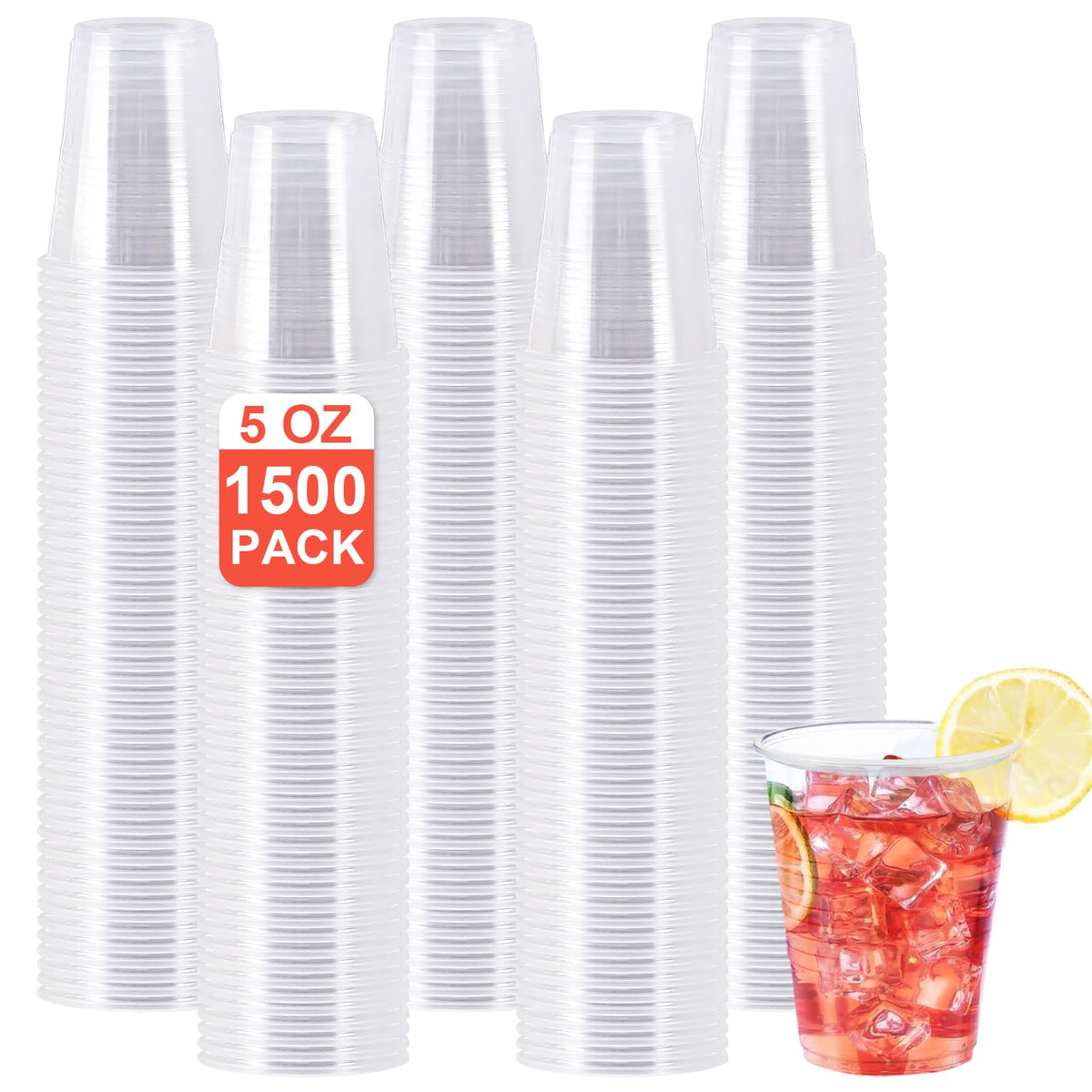 SIUQ 600 Pack 9 oz Plastic Cups, Clear Disposable Plastic Water Cups Bulk