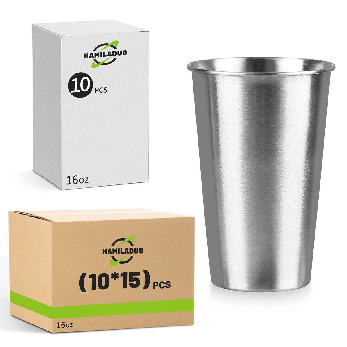 16 oz Stainless Steel Pint Cups, 4Pack Steel Cup,Pint Cup Tumbler，water Tumbler,Stackable,Reusable,BPA Free, (4)