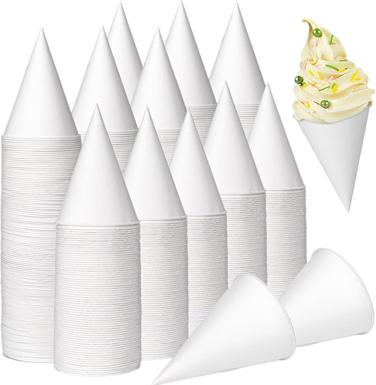 Yopay 600 Pack Cone Water Cups, 4OZ Disposable Dispenser Paper Snow Cups for Shaved Ice, Office Water Cooler, Sports Teams or Fundraisers, Craft Funnels for Oil or Protein Powder Drinks, White