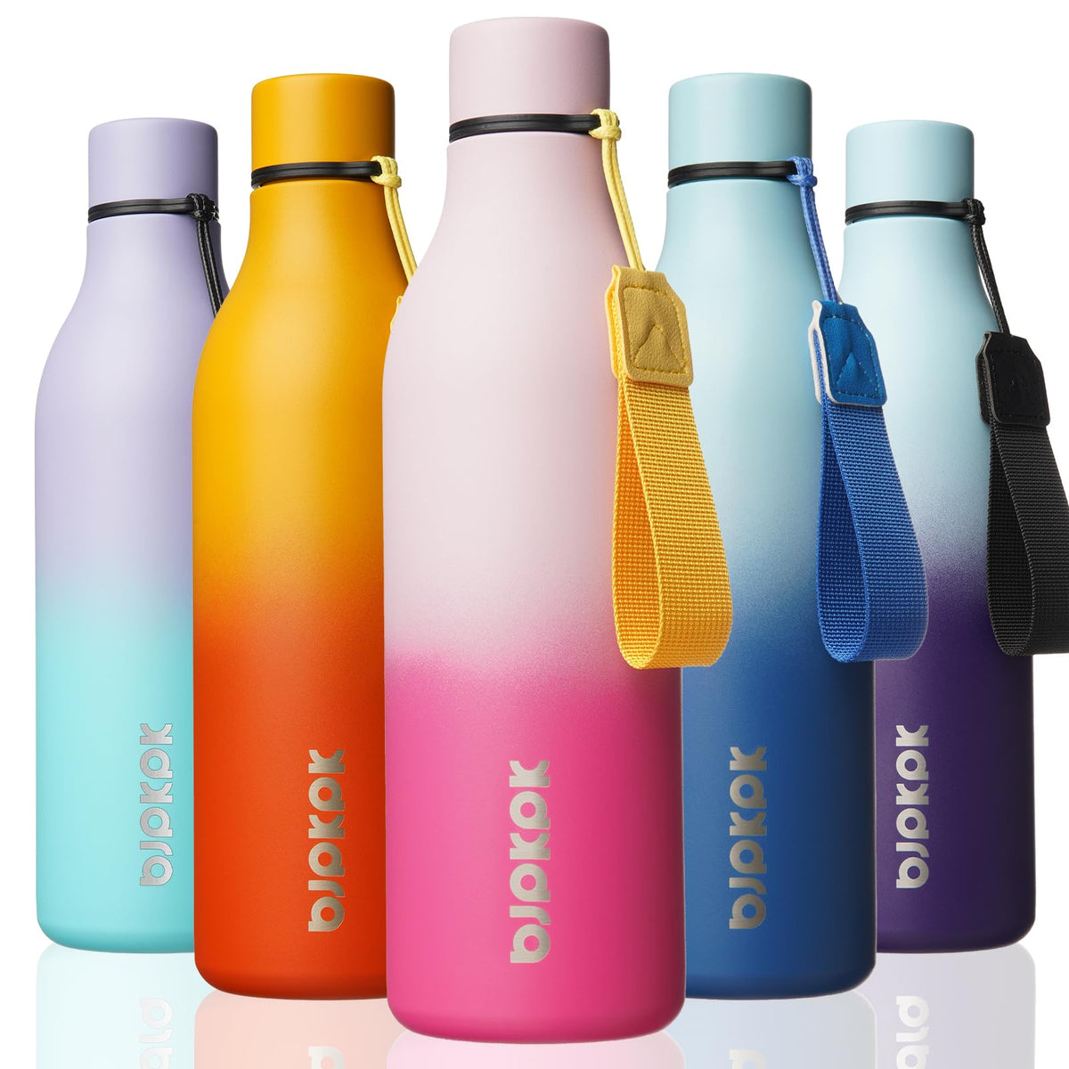 BJPKPK 18oz Insulated Water Bottle, Stainless Steel Bottle with Carry Strap