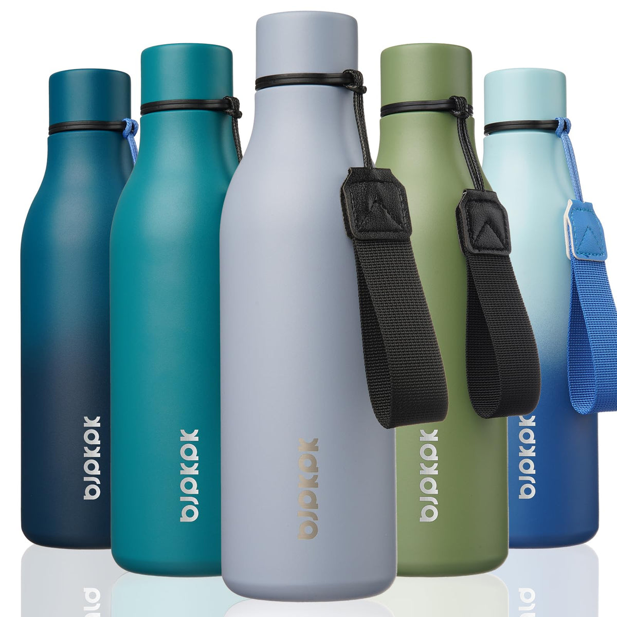 BJPKPK 18oz Insulated Water Bottle, Stainless Steel Bottle with Carry Strap