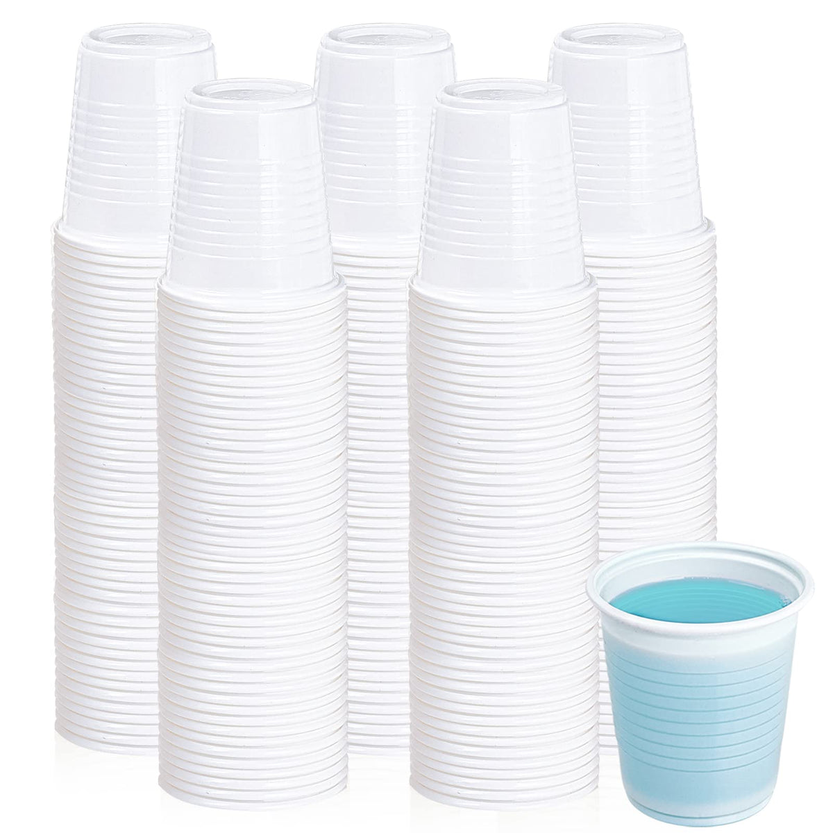 Lilymicky 500 Pack 7 oz White Plastic Cups, Disposable Drinking Cups
