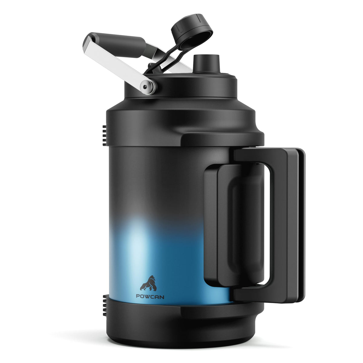 64 oz Insulated Water Bottle for Gym: 2-in-1 Straw Spout Lid, Dual Handle, Leakproof, Keep Cold 48H, Half Gallon Stainless Steel Water Jug for Travel, Hiking, Cycling, Park, Workout, Picnic (Midnight)