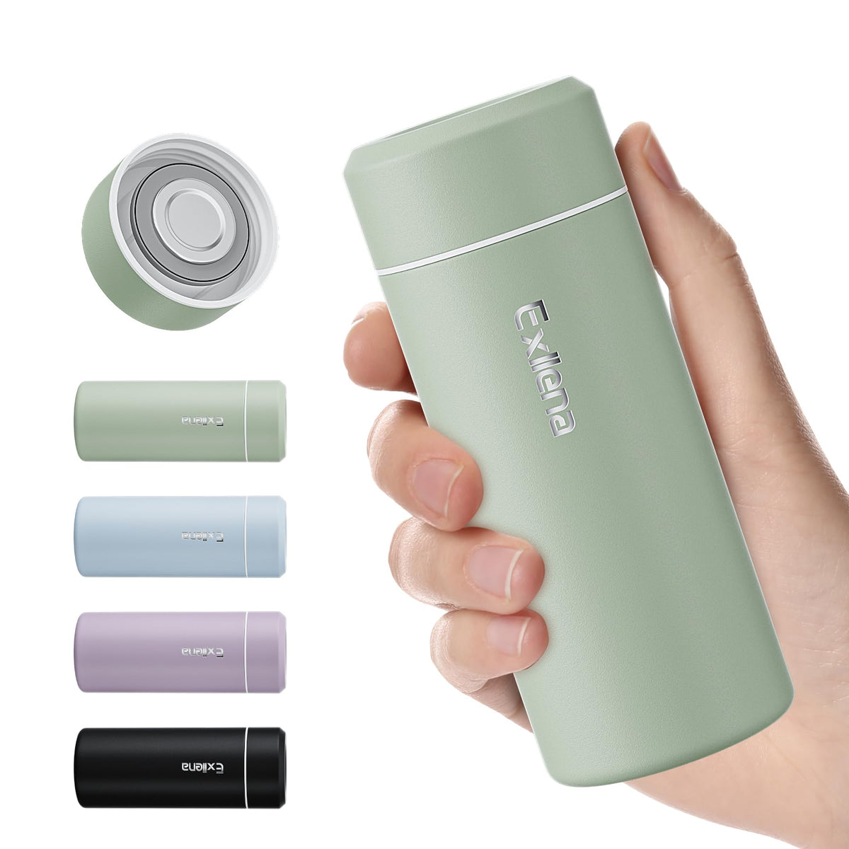 【Upgraded】Exllena Small Insulated Water Bottle 8 oz/250ml– Mini Insulated Water Bottle for Hot & Cold Drinks, Perfect Small Flask for Travel, Purse...(Lake Blue)