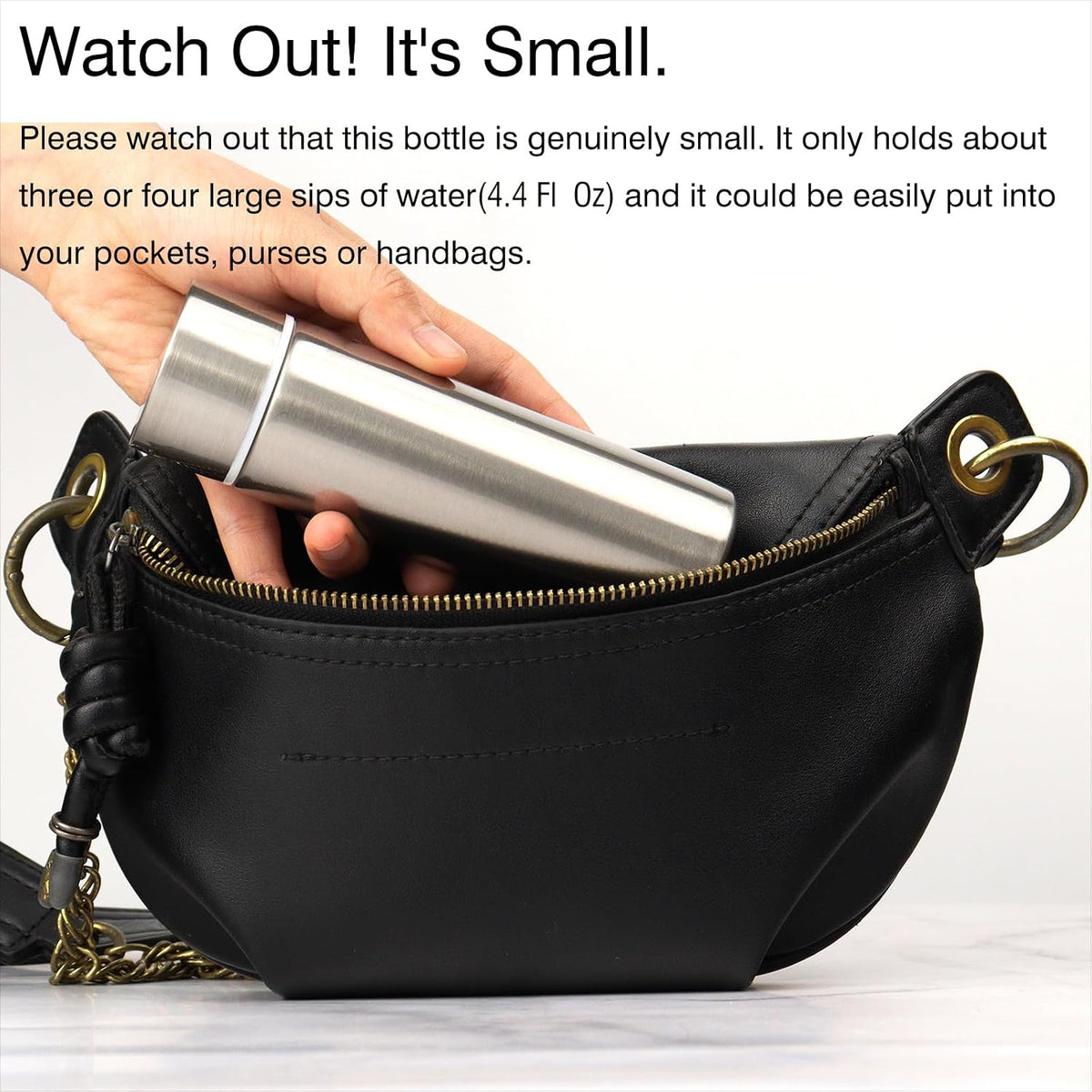 4 Oz Mini Insulated Water Bottle for Purse, Small Stainless Steel Flask