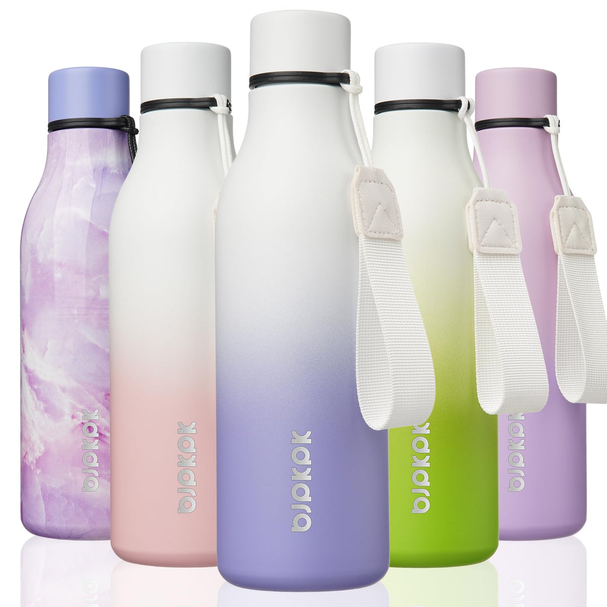 BJPKPK 18oz Insulated Water Bottle, Stainless Steel Bottle with Carry Strap