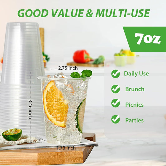 Lilymicky 500 Pack 7 oz Disposable Plastic Cups, 7 oz Clear Plastic Cups