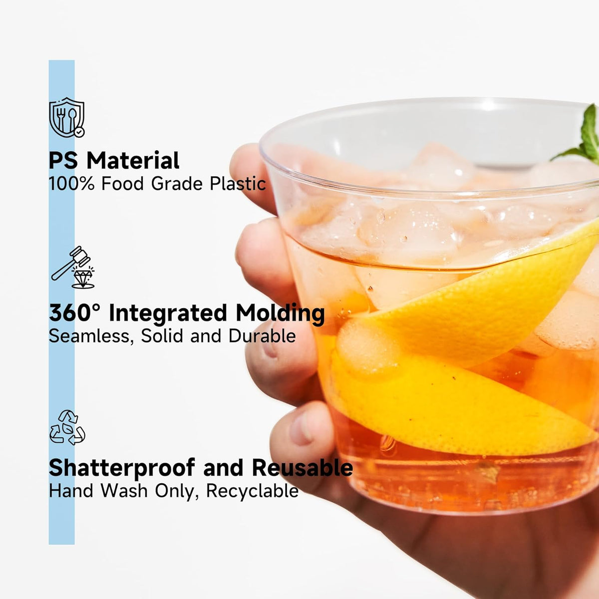 RACETOP 9 oz Clear Plastic Cups 100 packs, Perfect for Parties, Wedding