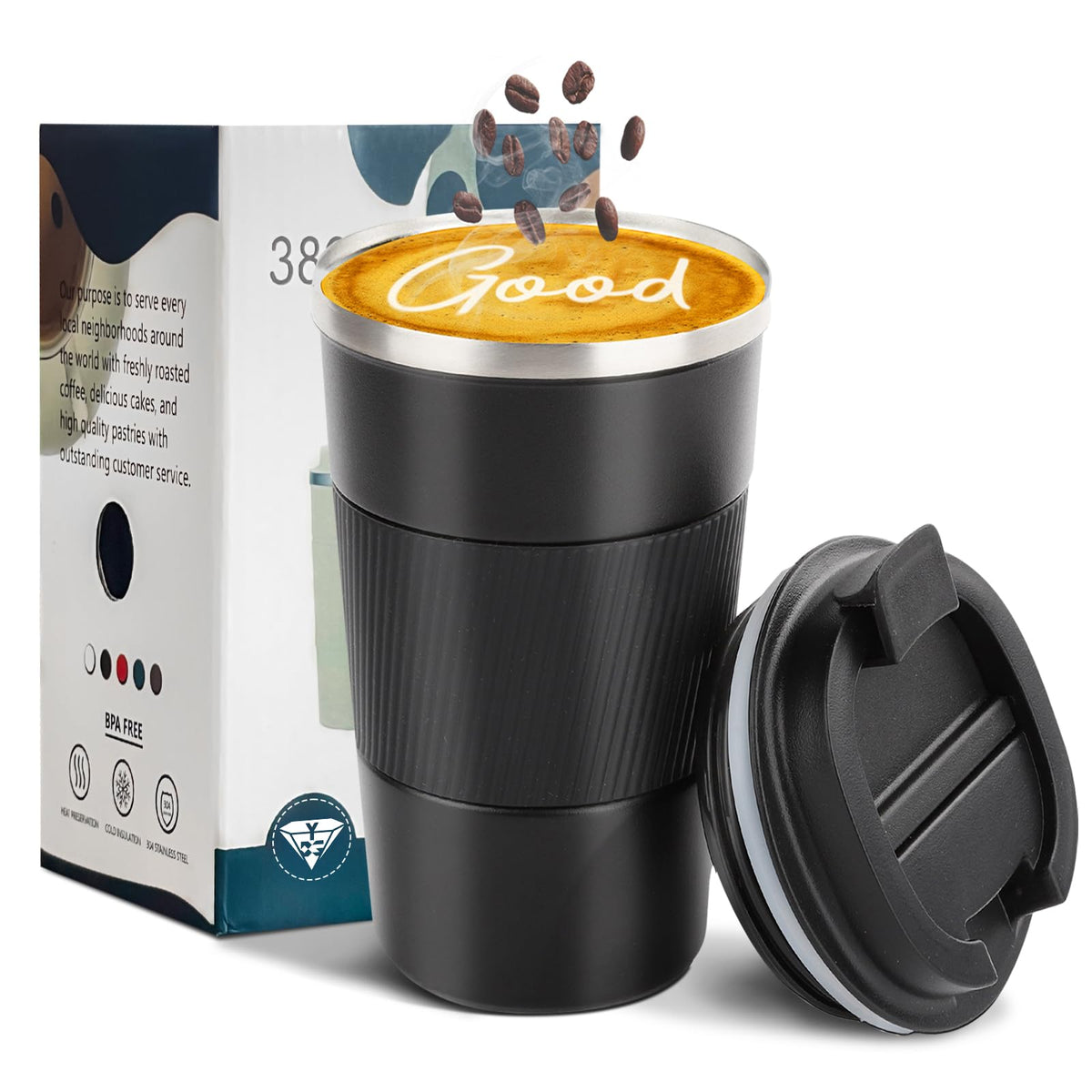 Insulated Travel Coffee Mug, Stainless Steel Coffee Cup with Leakproof Lid