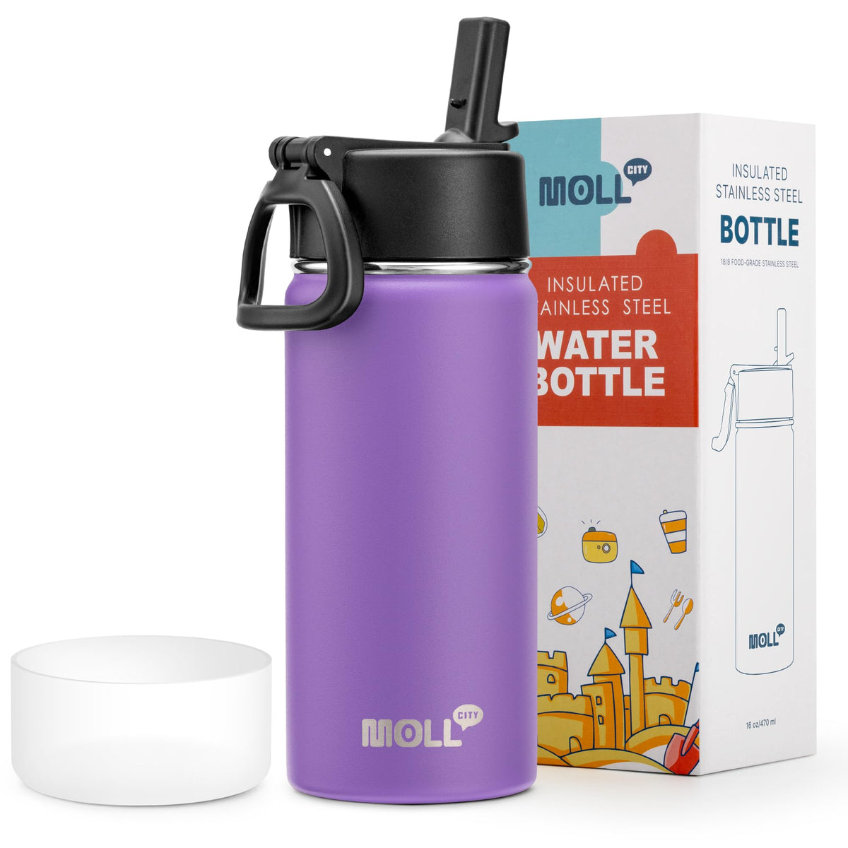 Stainless Steel Water Bottle 16 oz, Grass Green