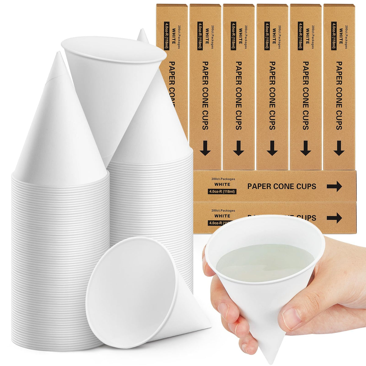 Roshtia Paper Cone Water Cups for Water Cooler Dispenser, 4 oz